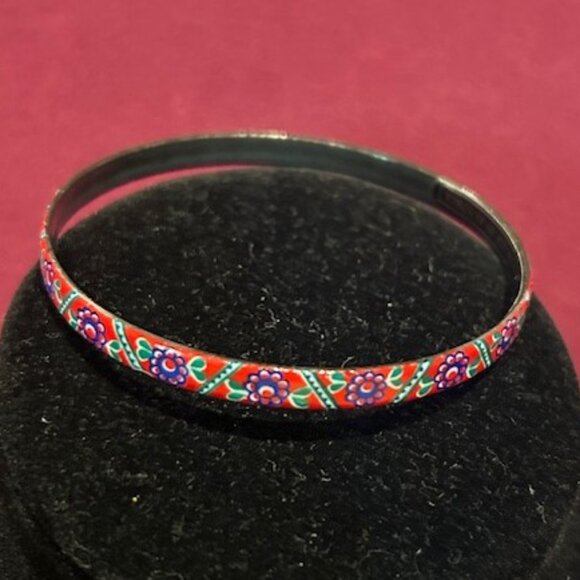 MICHAELA FREY Enamel Red Green Blue Floral Bangle BRACELET - Picture 3 of 11